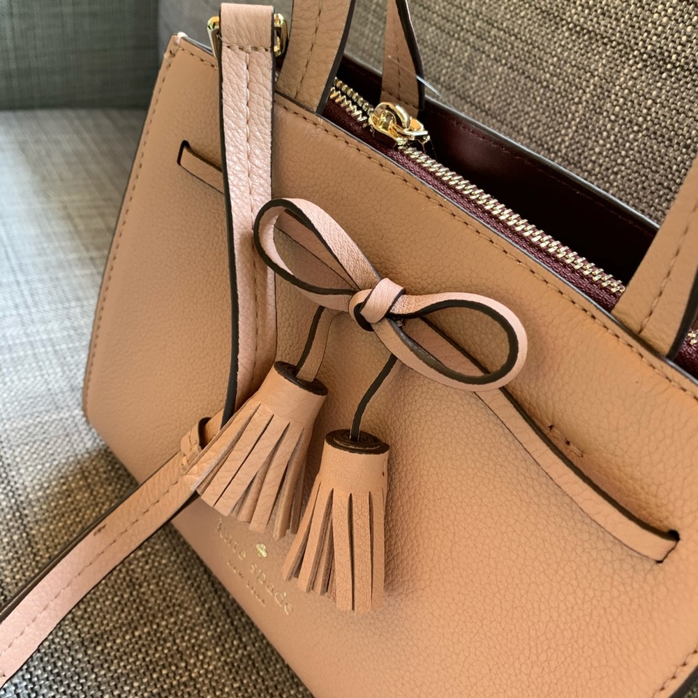 MINI SATCHEL KATE SPADE HAYES ROSY CHEEKS LEATHER - Picture 13 of 16